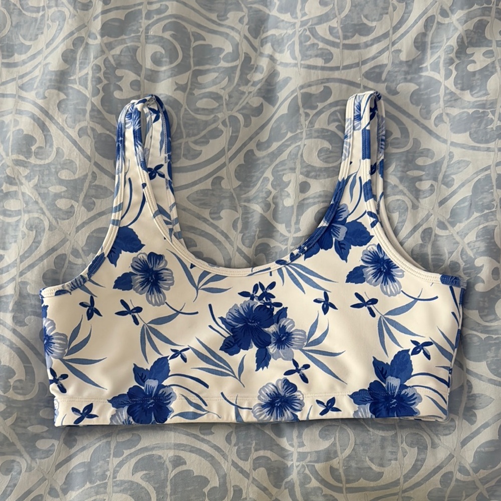 LoveShackFancy Blue Floral Sports Bra